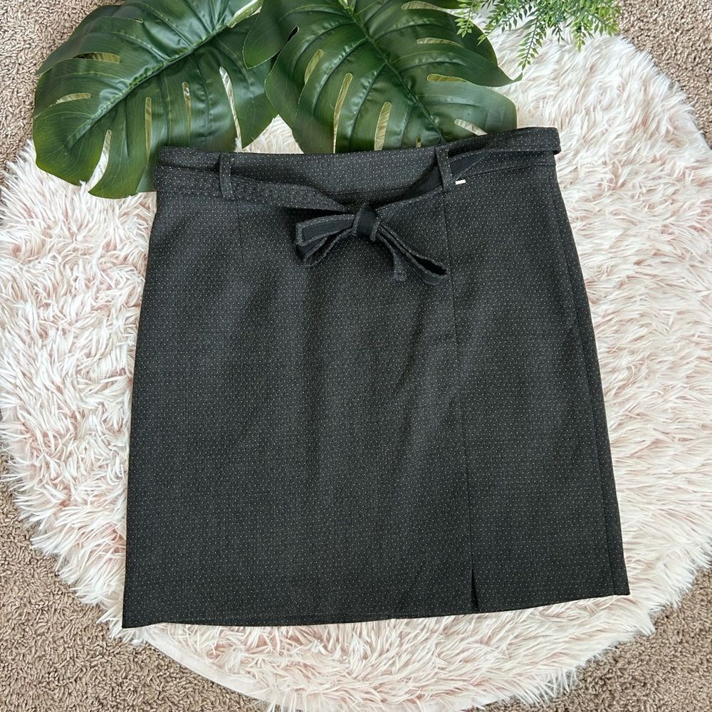 Camomilla Italia Grey Yellow Polka Dot Tie Belt Mini Skirt Sz‎ 42 6 Med Italian